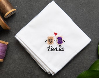 Groom Handkerchief | PB & J | Couple Gift | Personalized Wedding Gift | Embroidered Wedding Handkerchief