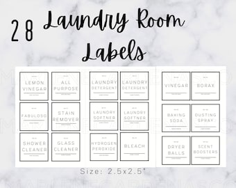 Printable Modern Laundry Room Labels | Minimalist Laundry Room Labels |  Contemporary Laundry Room Labels | Instant Download PNG + PDF