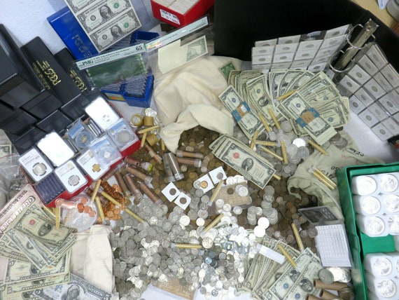 Coin Collection Estate Sale ~ Auction Lot Vintage Silver Bullion ~ Currency Own a Part of this Collection- 1 Coin or Currency With Each Bid