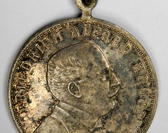 1902 Germany Friedrich Alfred Krupp Death Coin Pendant ~ BEAUTIFUL DESIGN & CRAFTMANSHIP ~ Unique Gift!