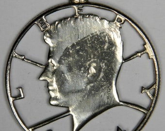 1964 Silver Kennedy Half Dollar Cutout ~ BEAUTIFUL DESIGN & CRAFTMANSHIP ~ Unique Gift!