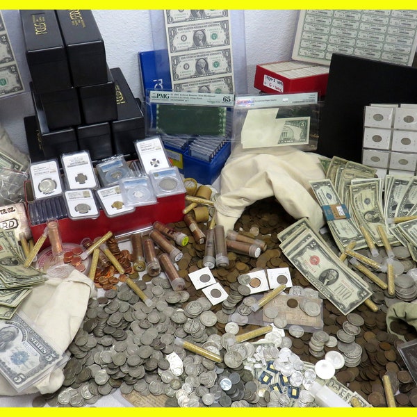 Silver Bar, Gold, 90% Old Silver Coins, Bullion ~ Estate Lot Old US Coins ~ Money Currency Hoard PCGS ~ Collectors Lot