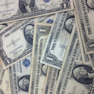 1935/1957 One Dollar Bill Silver Certificate Average Circulated Blue Seal VG-AU US Currency