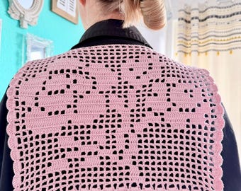 Filet Crochet Collar with Rose | Lace Collar