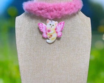 Kitty Choker • Necklace with Cat Pendant • Colorful Cat • Polymer Clay Art • Cute Cat Fairy Choker • Kawaii Cat • Fairycore Cat Choker