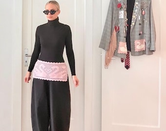 Filet Crochet Apron with Swan Motif | Lace Accessory