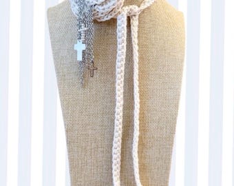 Crocheted rose choker with ties