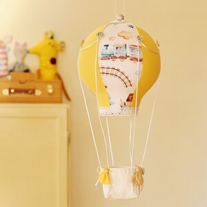 Hot Air Balloon Baby Mobile: Vintage Train Nursery Decor