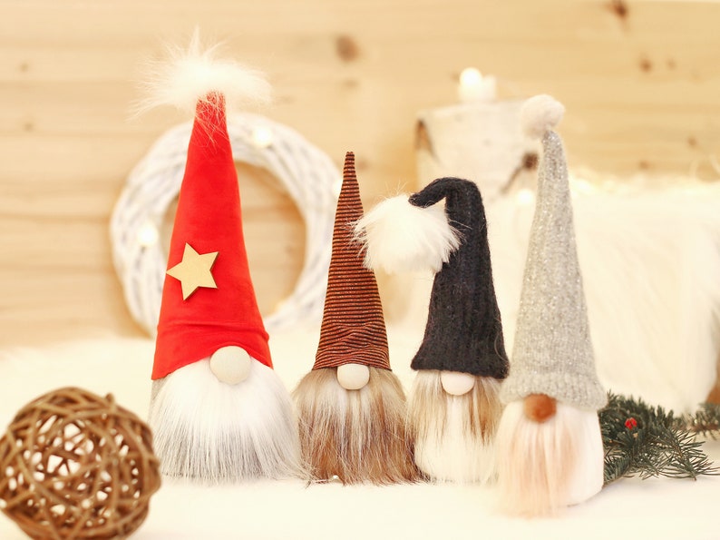 Handmade Gnome Christmas Tree Topper, Swedish Tomte Christmas Decor