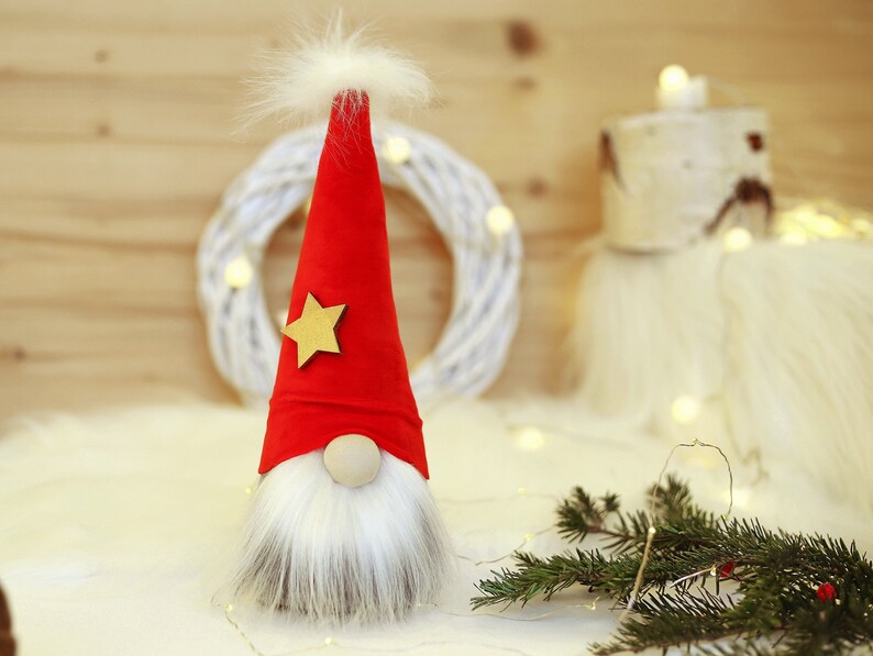 Handmade Gnome Christmas Tree Topper, Swedish Tomte Christmas Decor