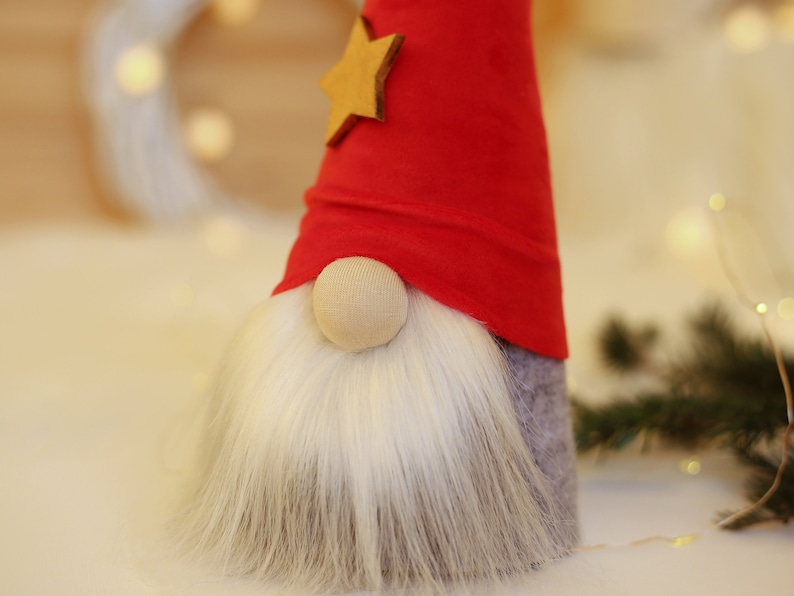 Handmade Gnome Christmas Tree Topper, Swedish Tomte Christmas Decor