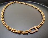 Tiffany Link Chain, Diamond U Link, Chunky U Shaped Choker, 18K Gold, U Link Necklace, Pinball Linked,Thick Gold Chain Necklace,Gift for her