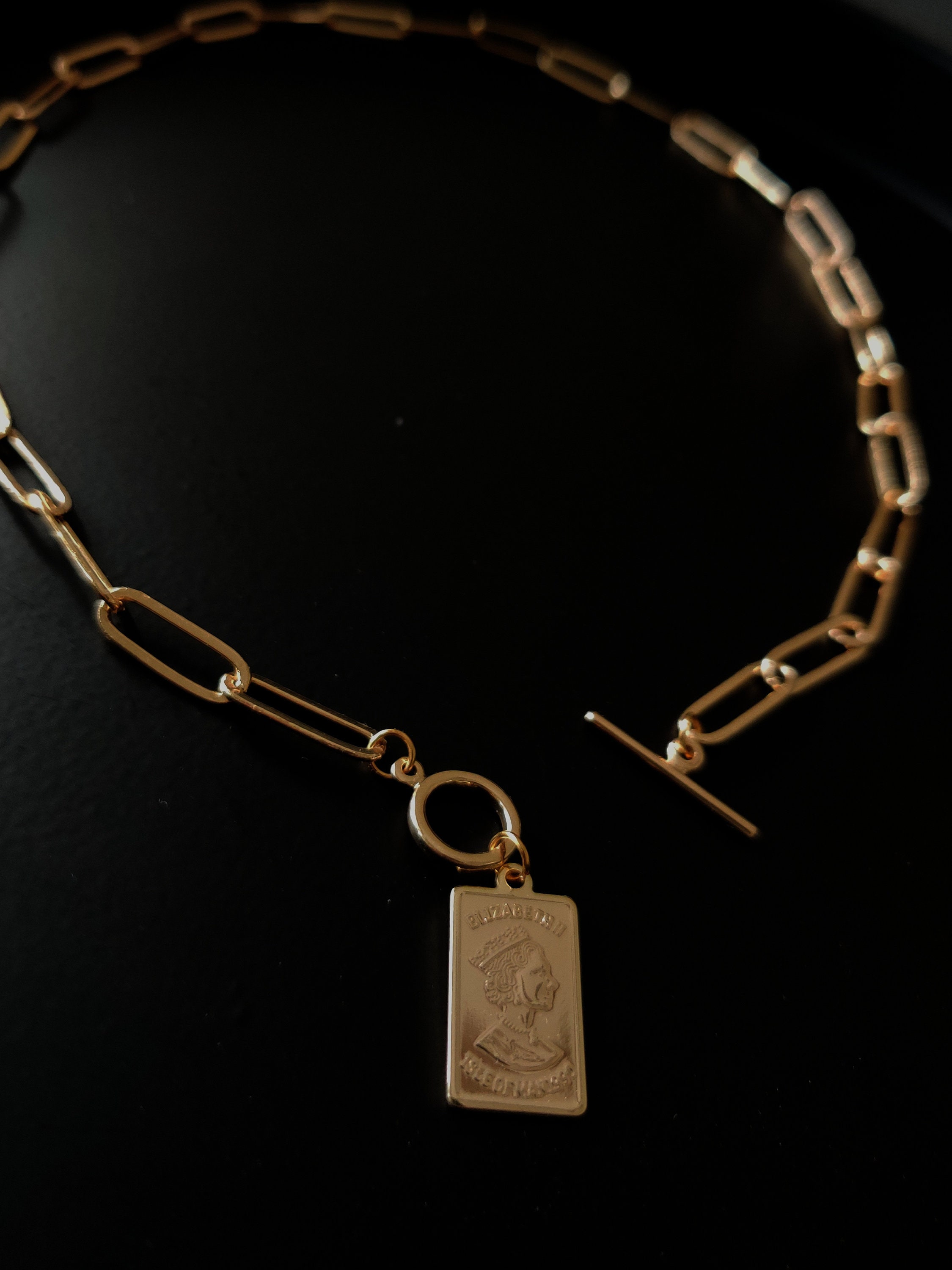 Paper Clip Ketting Toggle Sluiting Rechthoek Hanger Etsy