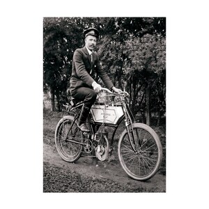 Decoration Poster.Early bicycle.Bike postman mailman photograph.Room home interior wall design.Quality reproduction decor art print