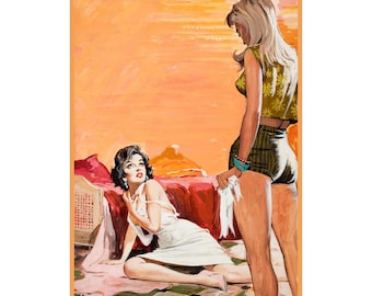 Decoration Poster.Retro book cover.Lesbian theme.Room home interior wall design.Quality reproduction decor art print