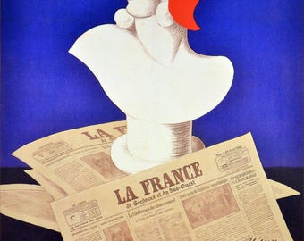 2601.Decoration Poster for Room.Home interior.Vintage wall design.Quality reproduction art print. La France Marianne Statue Newspaper