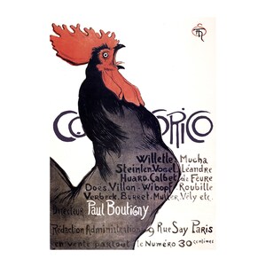 Decoration Poster.French art Nouveau.Rooster.Room home interior wall design.Quality reproduction decor print