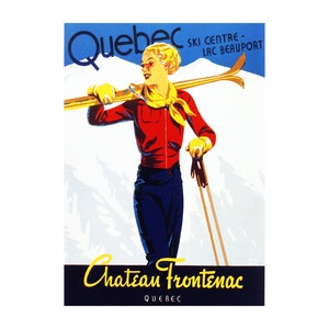 Decoration Poster.Canadian ski resort.Chateau Frontenac.Quebec.Room home interior wall design.Quality reproduction decor art print.