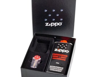 Confezione regalo ZIPPO con liquido per accendini e dispenser per pietra focaia