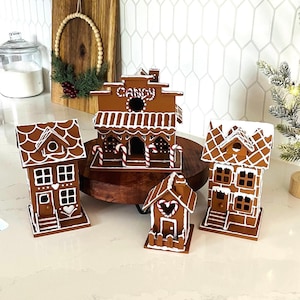 Wooden Gingerbread House Christmas Village- Hand Painted & Decorated. Realistic, Lifesize Gingerbread Small/Med/Large. Holiday Decor Kitchen