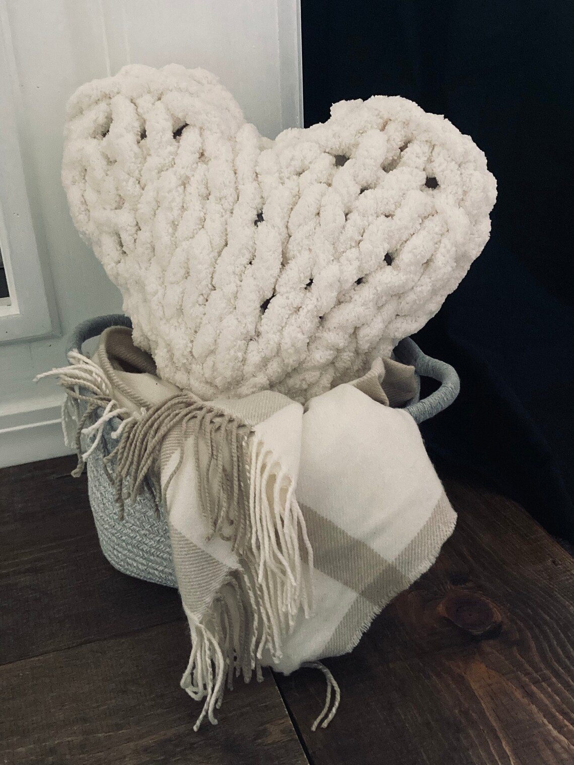 Chunky Knit Heart Pillow Custom Size/color. Cream or Pink Etsy