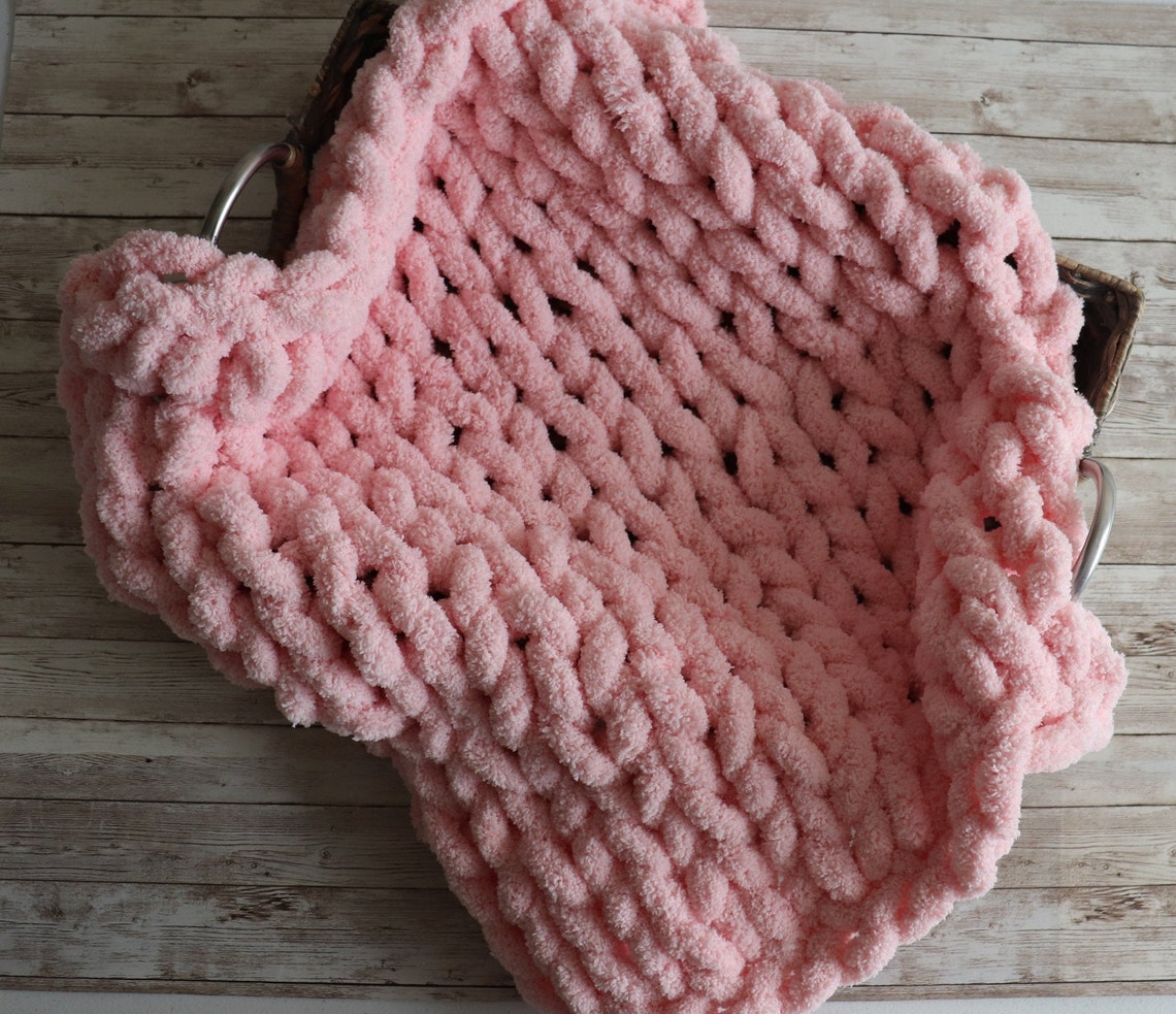 Photo Chunky Knit Baby Blanket Super Soft Large Knit Chunky Etsy