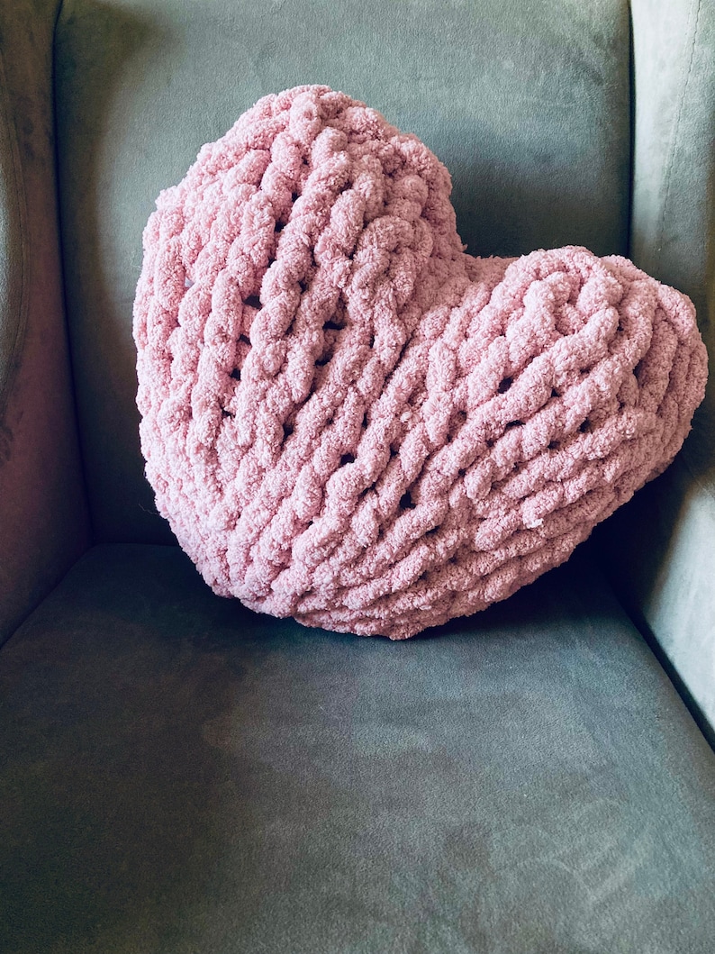 Chunky Knit Heart Pillow Custom Size/color. Cream or Pink Etsy