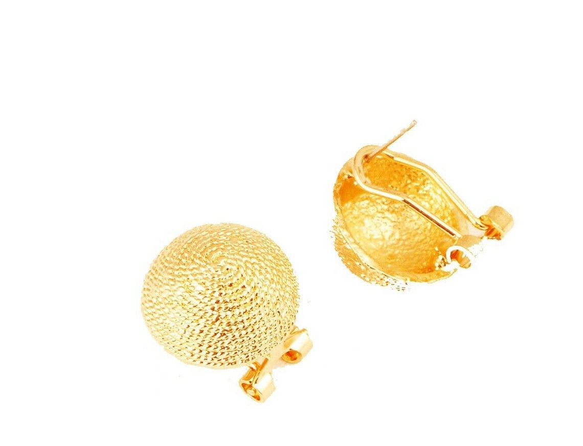 Women's 14K Statement Earrings Door Knob Style Oro Etsy