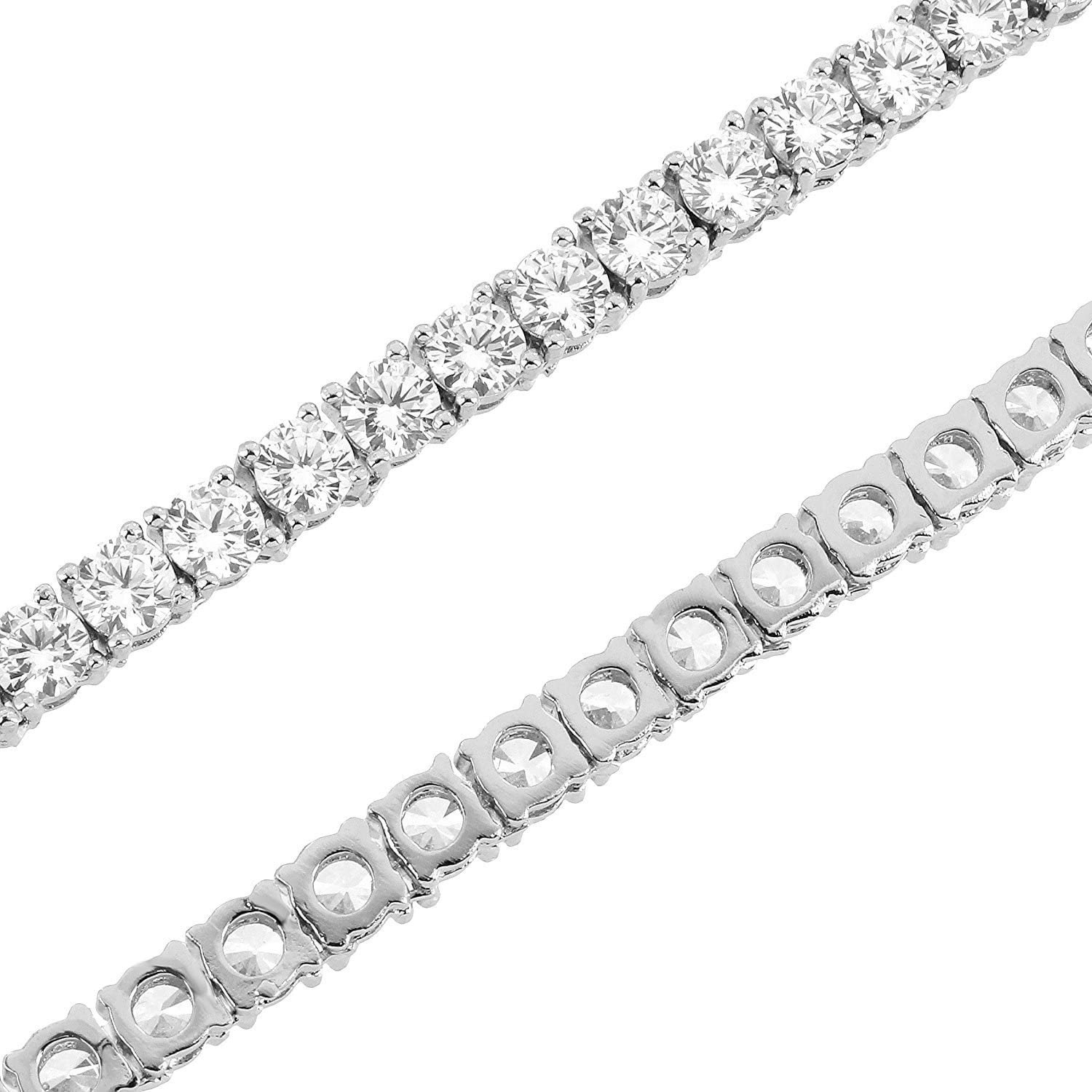 4mm 1 Row Real 925 Sterling Silver Iced Tennis Chain Necklace ANTI TARNISH 