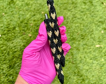 Gold hearts Glass Rhinestone Pen