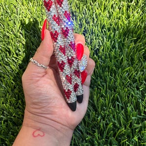 Crystal with red hearts Glass Inkjoy Rhinestone pen