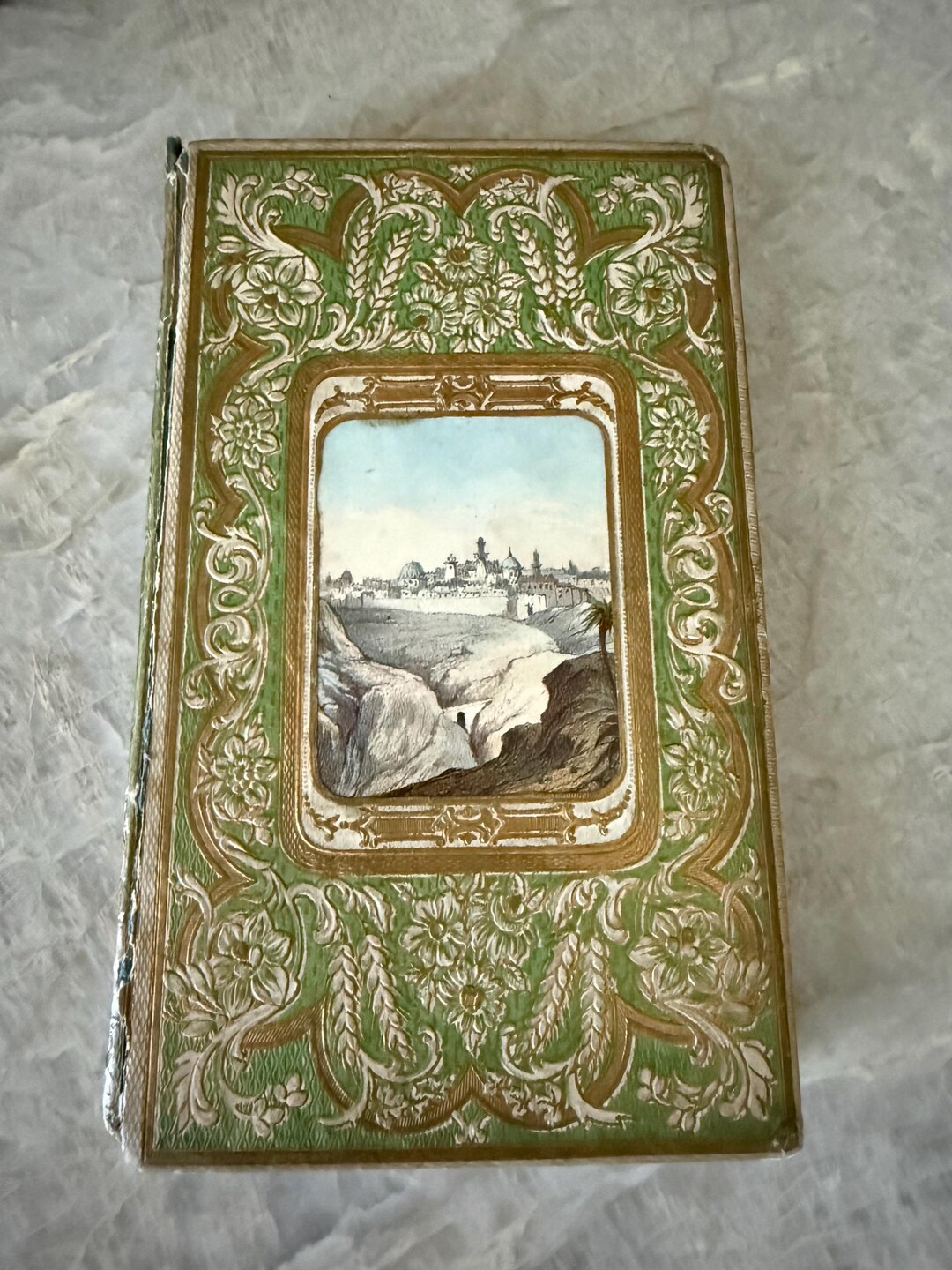 1854 French Cartonnage Antique Book – Les Fausses Perles, Embossed