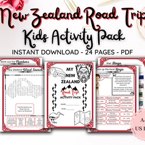 New Zealand Road Trip KIDS ACTIVITY PACK / Holiday Fun Activities / Games / Crossword / Quizzes /Puzzles / Printable / 24 Pages – A4 Letter