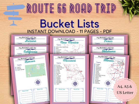 Route 66 Road Trip BUCKET LISTS / Vacation Planner / Holiday
