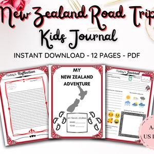 Nova Zelândia Road Trip KIDS TRAVEL JOURNAL / Family Holiday Journal / Reflexão / Fotos / Imprimível 12 páginas Carta A4 / Download digital