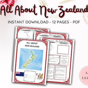 New Zealand ACTIVITY PACK / Family Holiday Road Trip Games / Educational / Puzzles / Quiz / PRINTABLE 12 Pages A4 Letter / Digital Download