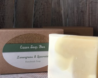 Handmade Lemongrass & Spearmint Cold Process Vegan Soap - Plastic Free - Zero Palm oil