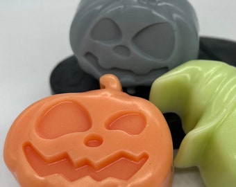 Handmade Halloween Pumpkin Shaped Soaps - Set of 3, Vegan, Scented.