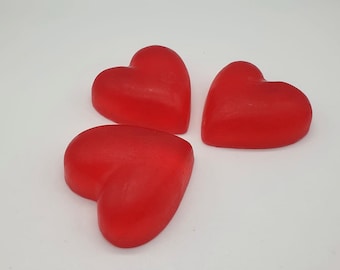 Raspberry Scented Heart Shaped Soaps - Set of 3
