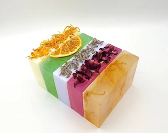 Luxury Scented Handmade Artisan Soap Bars - Vegan - Decorated 100g