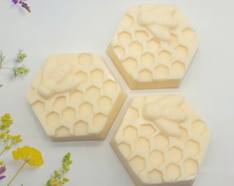 Handmade Honeycomb Bee Shaped Soaps! Set of 3, Vegan, Scented.