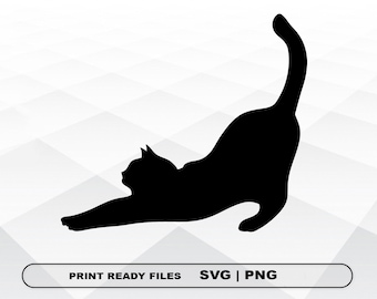 Cat SVG and PNG Files Clipart, Kitty Print SVG, Digital Download Cricut Cut Files, Cat Silhouette Cut Files