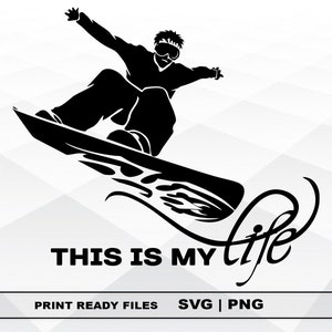 Snowboarder SVG and PNG Files Clipart, Snowboarder Print SVG, Digital Download Cricut Cut Files, Snowboarder Silhouette Cut Files