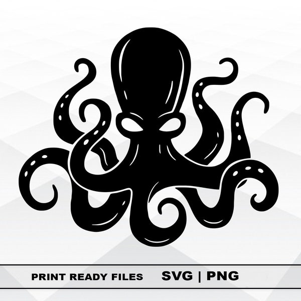 Animal Octopus SVG and PNG Files Clipart, Octopus  Print SVG, Digital Download Cricut Cut Files, Octopus Silhouette Cut Files