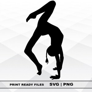 Gymnast Sportvrouw SVG en PNG Bestanden Clipart, Gymnast Print SVG, Digitale Download Cricut Cut Bestanden, Gymnast Silhouet Cut Files