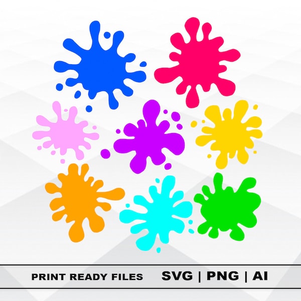 Paint Splatter SVG, Bundle, Paint Splats Svg, Paint streak blob, Files Clipart, Print Ai and Svg, Png Digital Download Cricut Cut Files