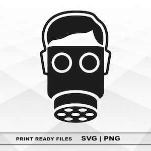 Gas Mask SVG and PNG Files Clipart, Gas Mask Print SVG, Digital Download Cricut Cut Files, Respirator Silhouette Cut Files