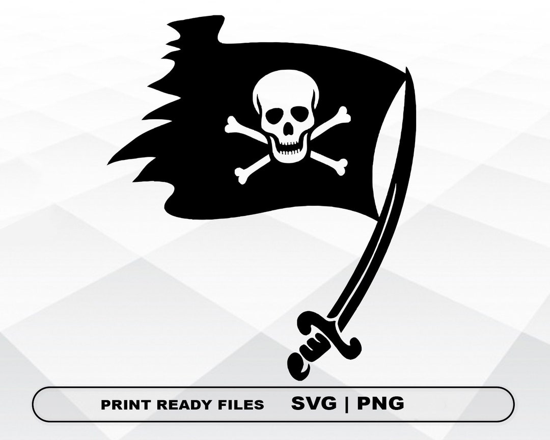 Pirate Flag SVG and PNG Files Clipart, Pirate Flag Print SVG, Digital ...