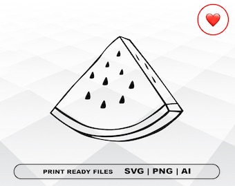 Watermelon SVG and PNG Files Clipart, Watermelon Print Ai and SVG Digital Download Cricut Cut Files Watermelon Silhouette Cut Files