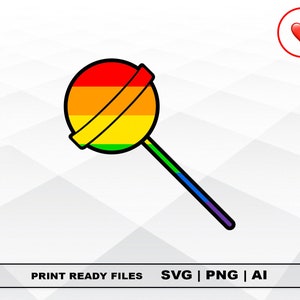 Chupa Chups Lollipop LGBT Regenbogen SVG Ai PNG, bisexuell, transsexuell, Gay Lesbian Vector geschnitten oder Druckdatei Digital Download Cricut geschnitten Dateien